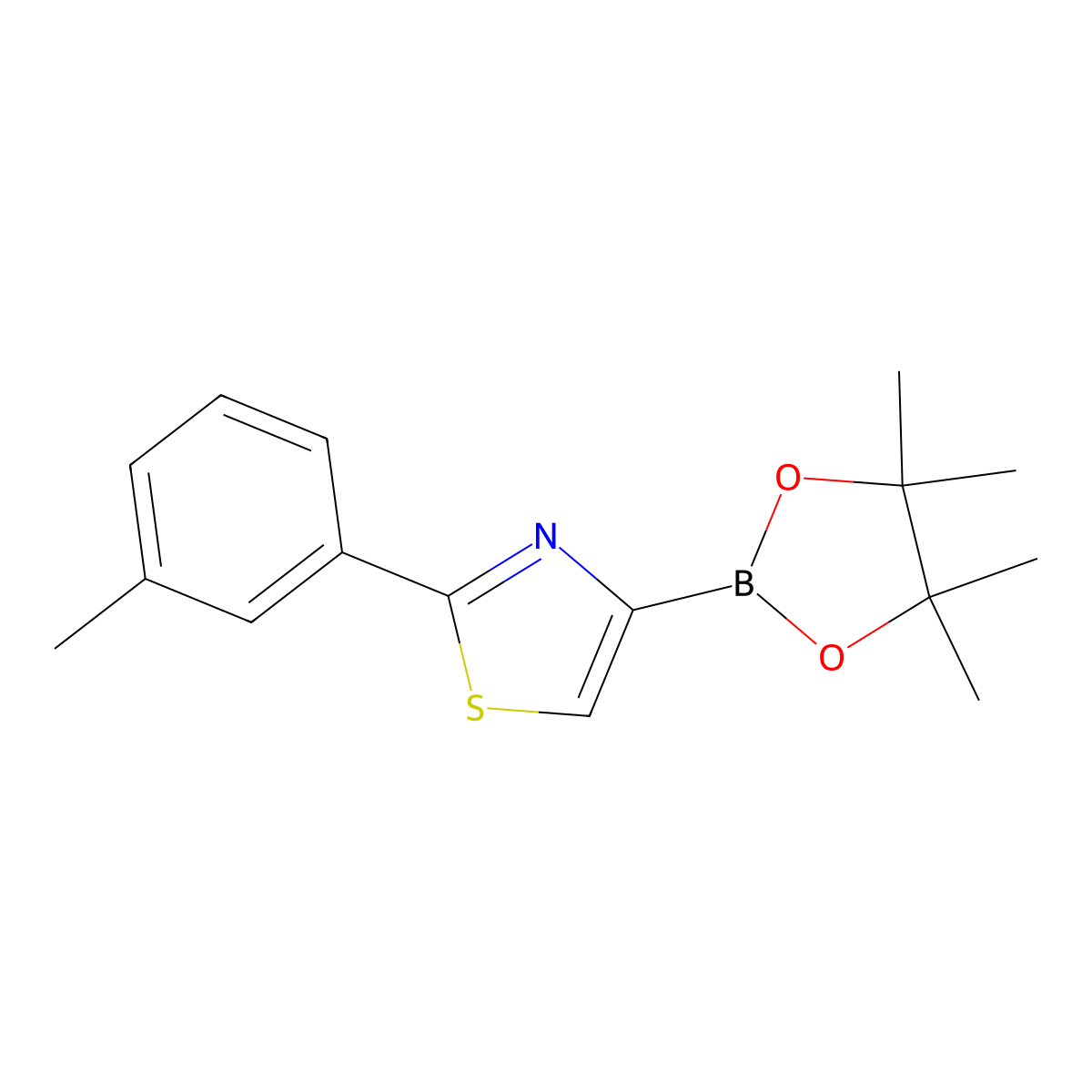 2-(3-Tolyl)thiazole-4-boronic acid pinacol ester molecular structure, CAS 2096334-80-2