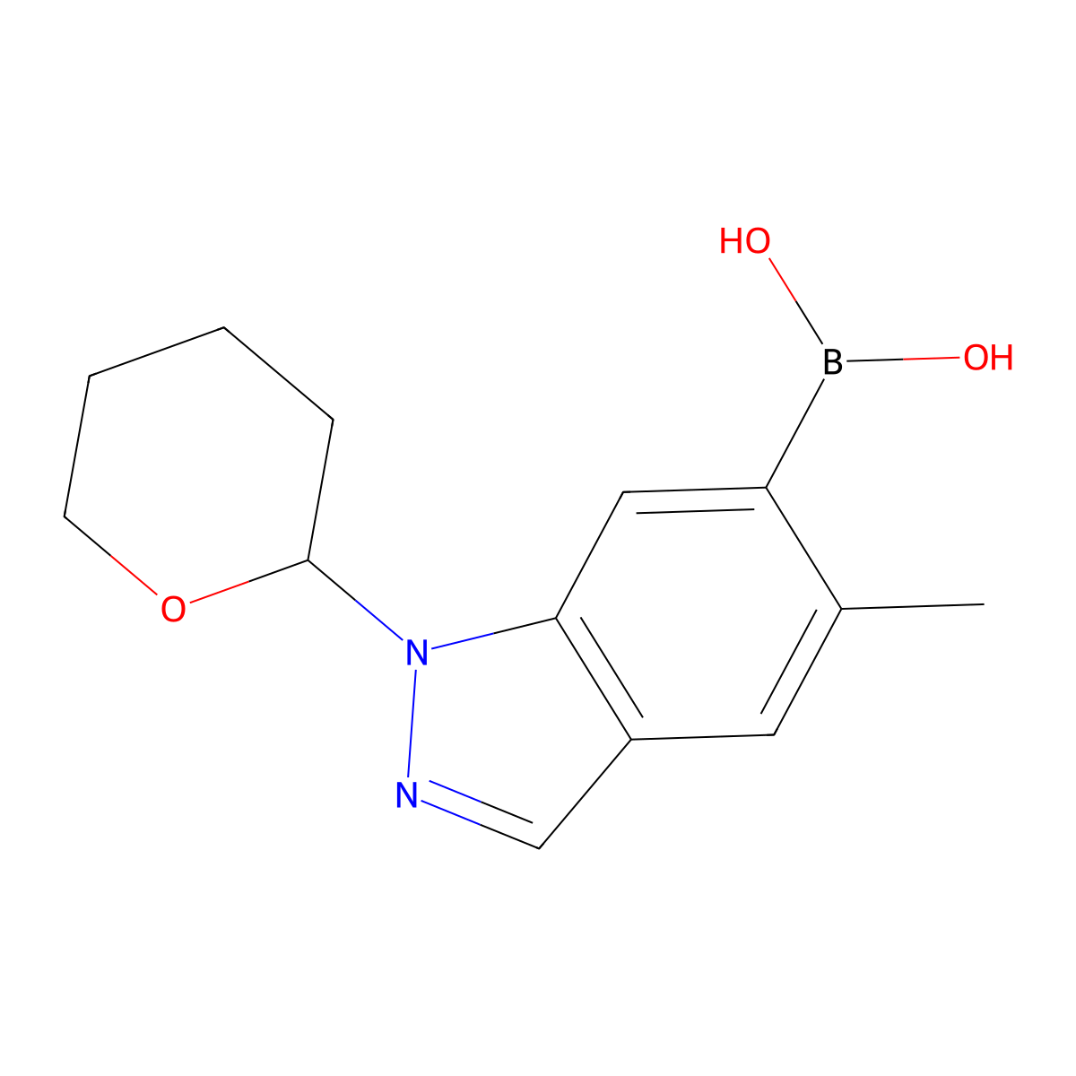 (5-Methyl-1-(tetrahydro-2H-pyran-2-yl)-1H-indazol-6-yl)boronic acid molecular structure, CAS 2096334-81-3