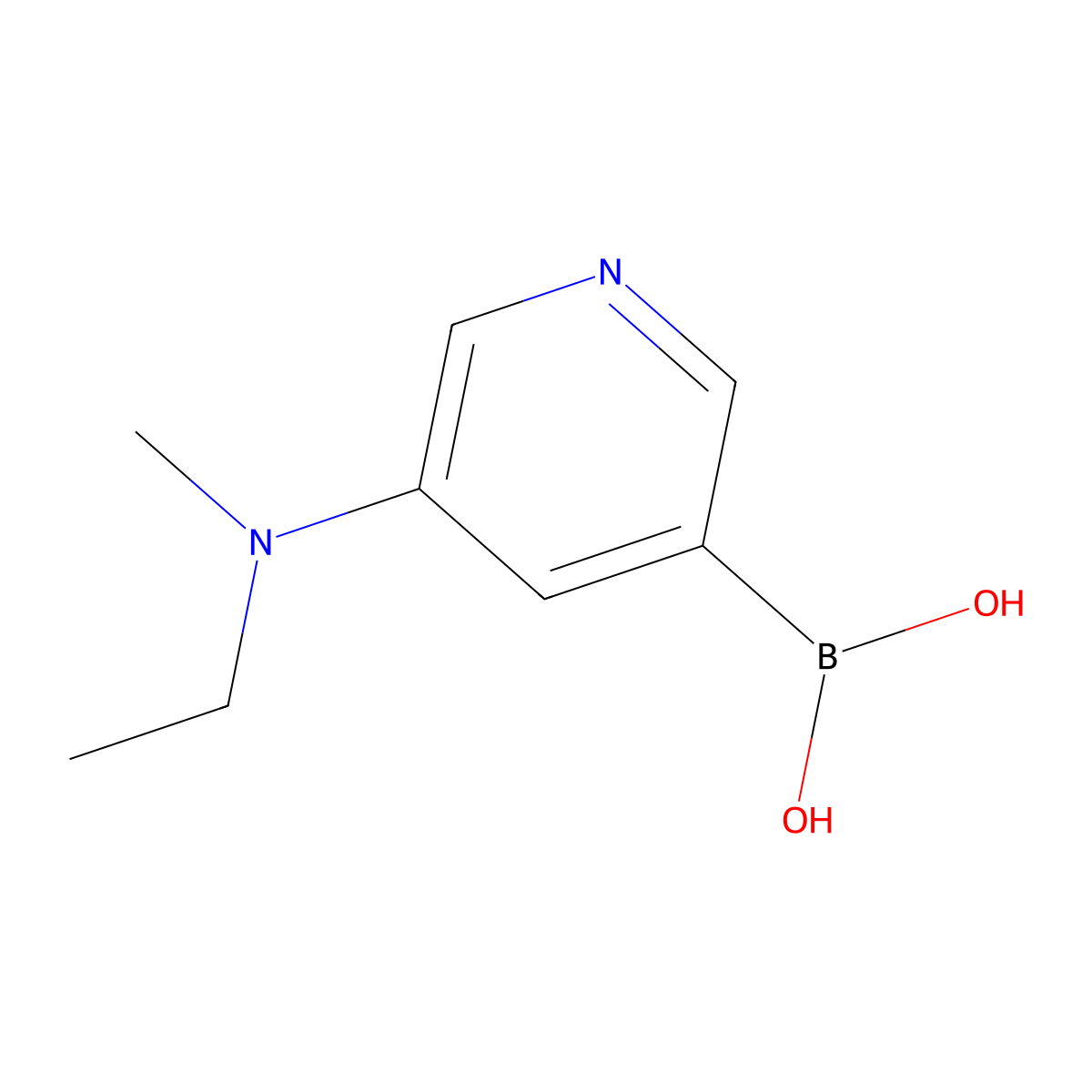 (5-(Ethyl(methyl)amino)pyridin-3-yl)boronic acid molecular structure, CAS 2096334-90-4