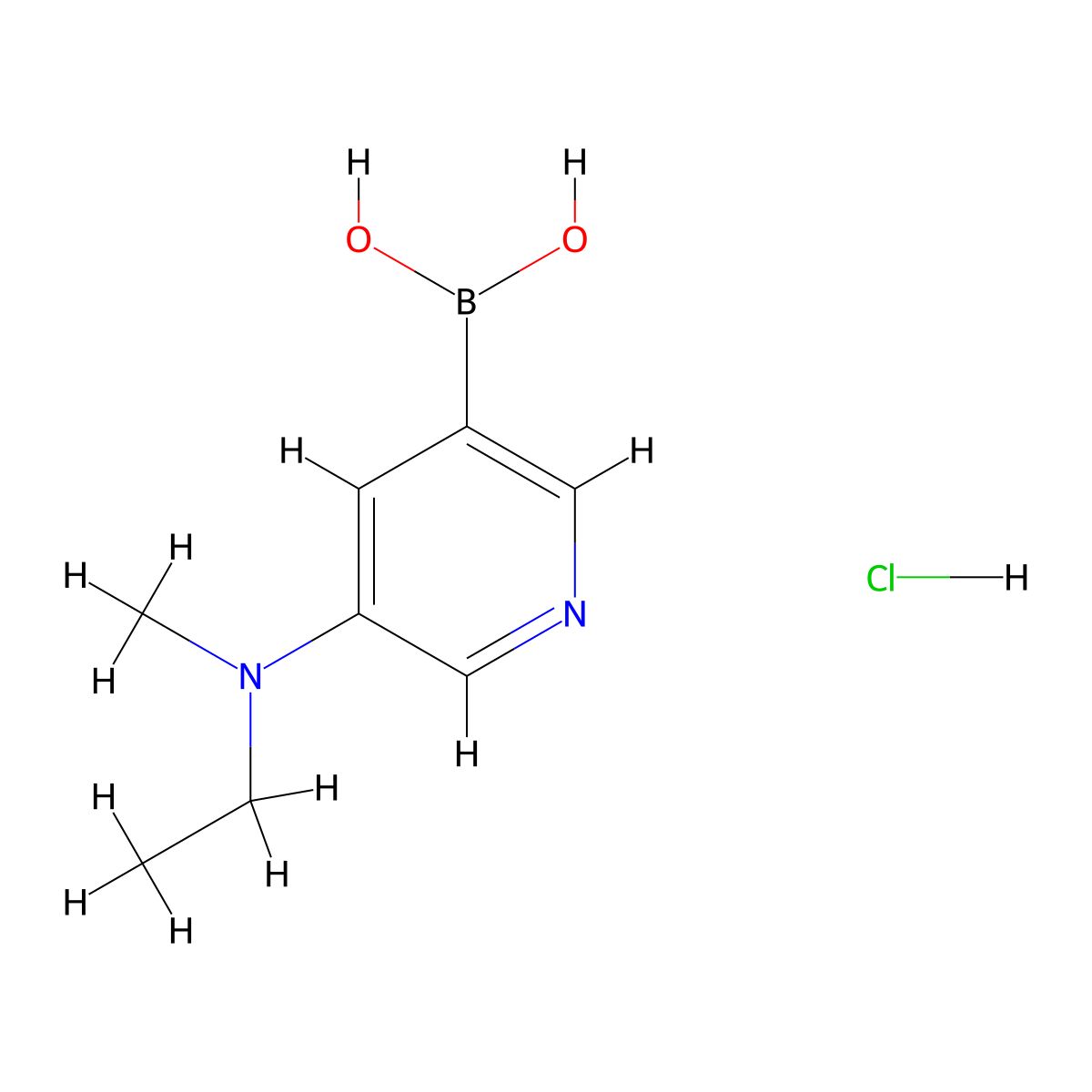 (5-(Ethyl(methyl)amino)pyridin-3-yl)boronic acid hydrochloride molecular structure, CAS 2096334-91-5