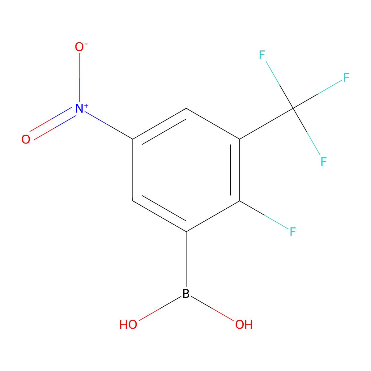 2-Fluoro-5-nitro-3-(trifluoromethyl)phenylboronic acid molecular structure, CAS 2096335-05-4