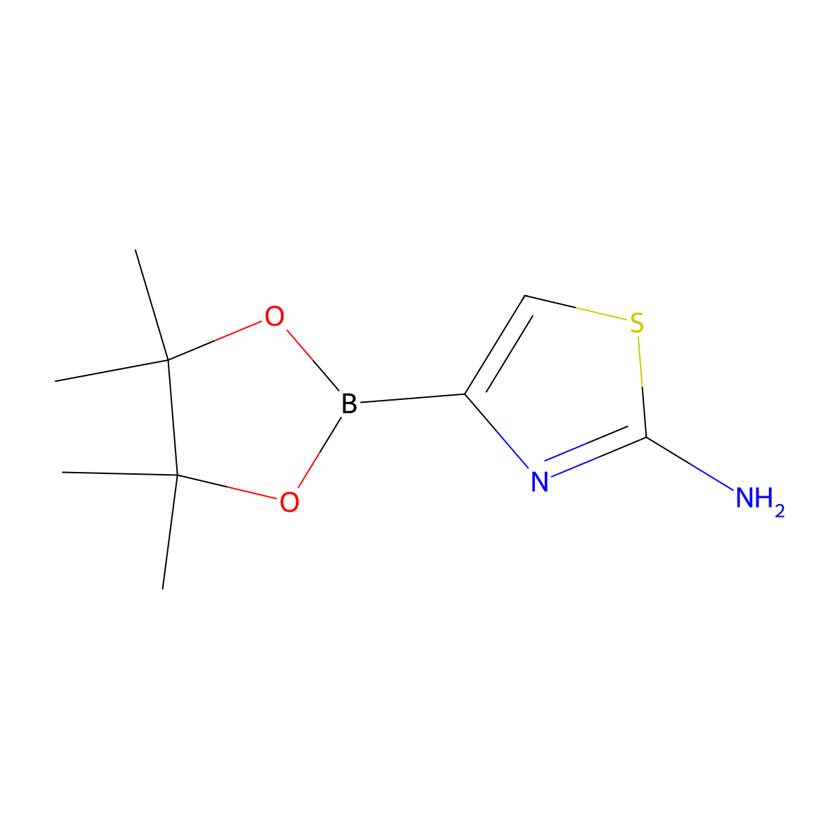 4-(4,4,5,5-Tetramethyl-1,3,2-dioxaborolan-2-yl)thiazol-2-amine molecular structure, CAS 2096335-44-1