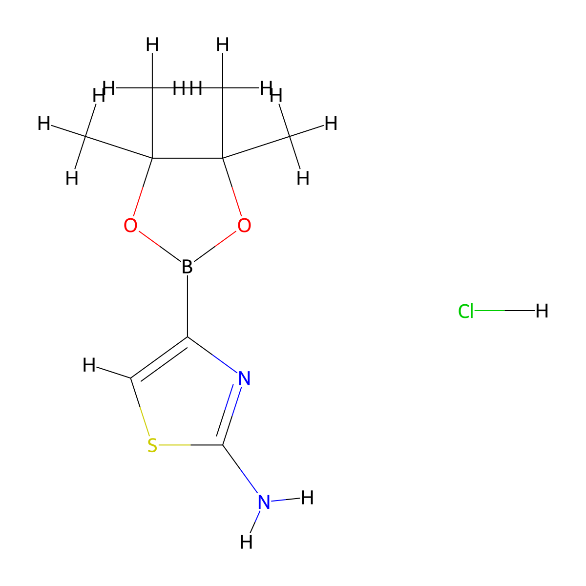 4-(4,4,5,5-Tetramethyl-1,3,2-dioxaborolan-2-yl)-1,3-thiazol-2-amine hydrochloride molecular structure, CAS 2096335-45-2