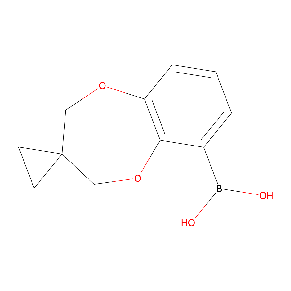2,4-Dihydrospiro[1,5-benzodioxepine-3,1'-cyclopropane]-6-boronic acid molecular structure, CAS 2096335-53-2