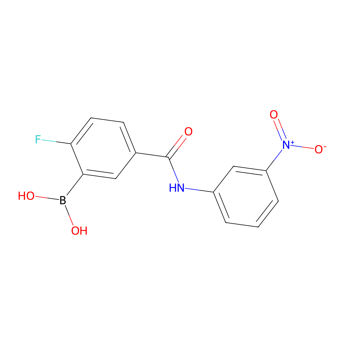 (2-Fluoro-5-((3-nitrophenyl)carbamoyl)phenyl)boronic acid molecular structure, CAS 2096335-74-7
