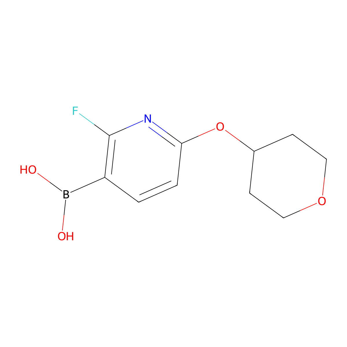 2-Fluoro-6-(tetrahydropyran-4-yloxy)pyridine-3-boronic acid molecular structure, CAS 2096335-76-9