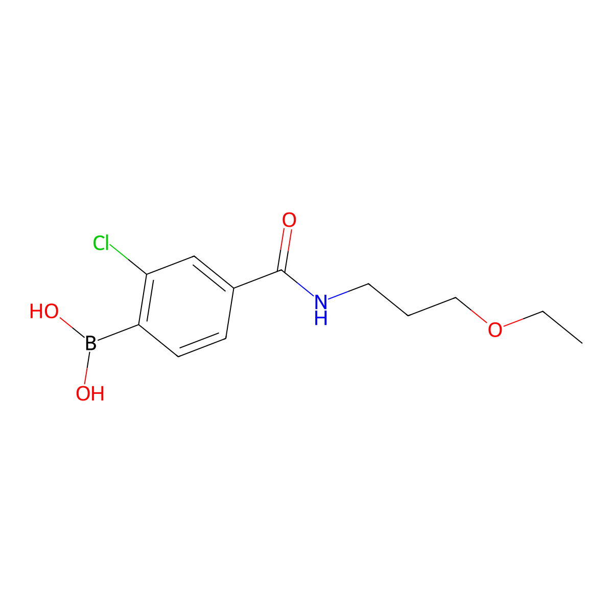(2-Chloro-4-((3-ethoxypropyl)carbamoyl)phenyl)boronic acid molecular structure, CAS 2096335-80-5