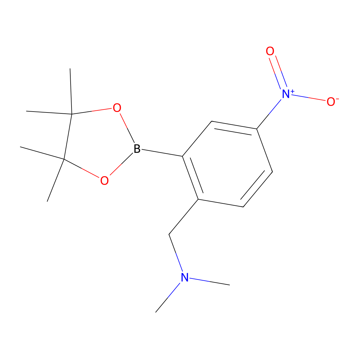 2-(Dimethylaminomethyl)-5-nitrophenylboronic acid, pinacol ester molecular structure, CAS 2096335-98-5
