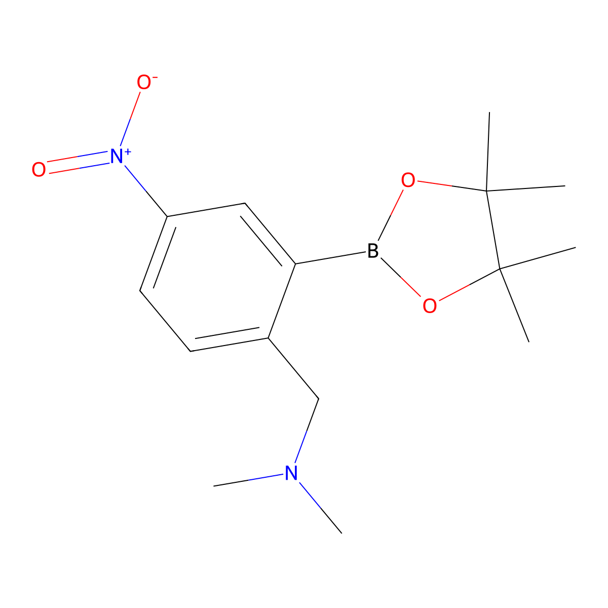 2-(Dimethylaminomethyl)-5-nitrophenylboronic acid, pinacol ester molecular structure, CAS 2096335-98-5