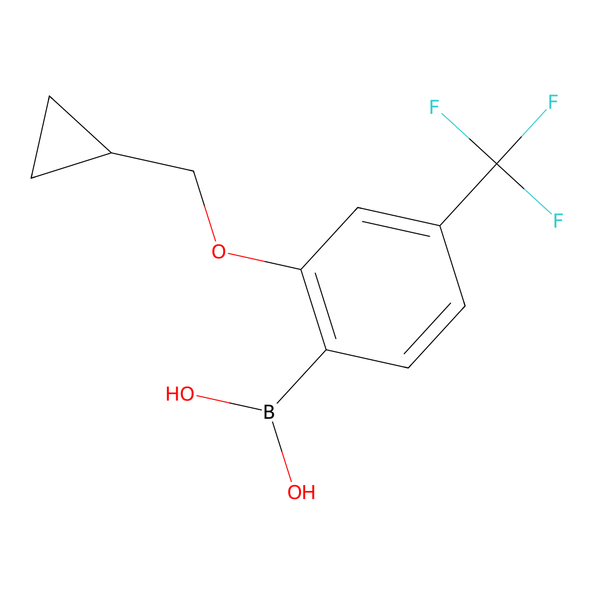 2-(Cyclopropylmethoxy)-4-trifluoromethylphenylboronic acid molecular structure, CAS 2096336-06-8