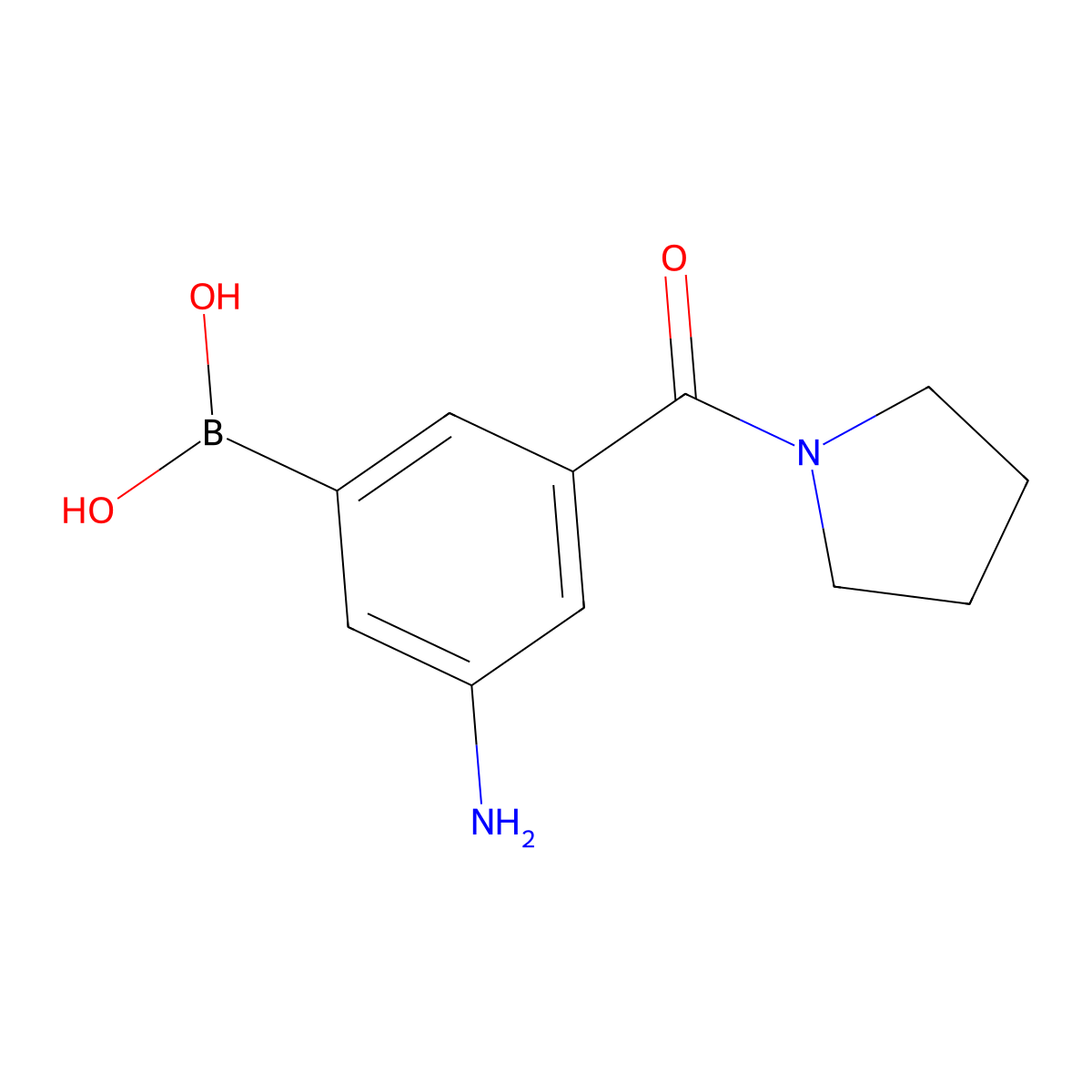 3-Amino-5-(pyrrolidinocarbonyl)phenylboronic acid molecular structure, CAS 2096336-11-5