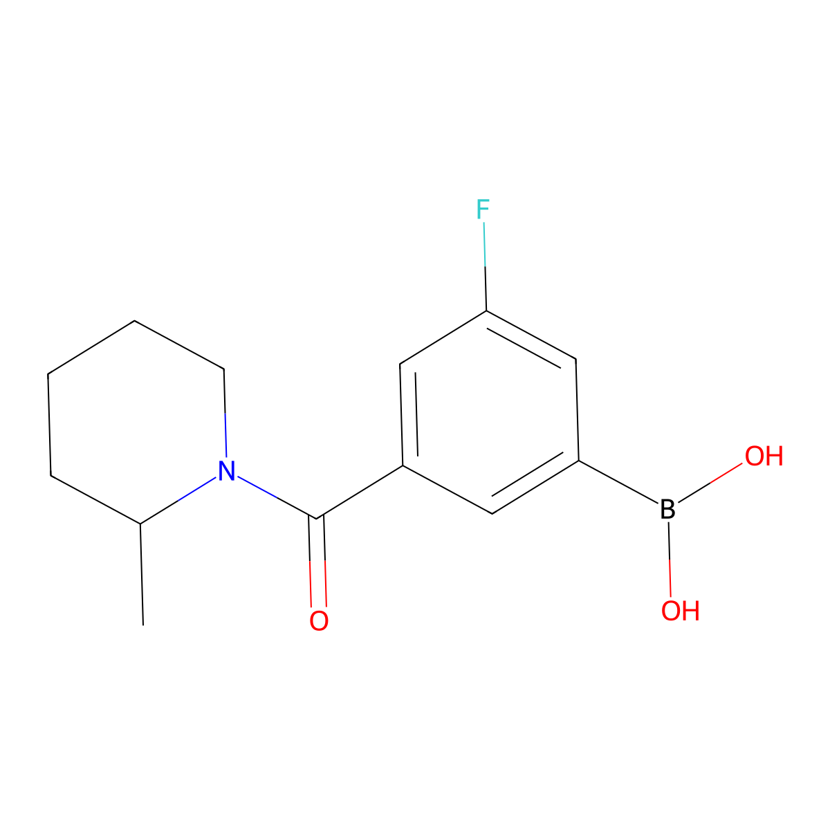 3-Fluoro-5-(2-methyl-1-piperidinylcarbonyl)benzeneboronic acid molecular structure, CAS 2096336-16-0