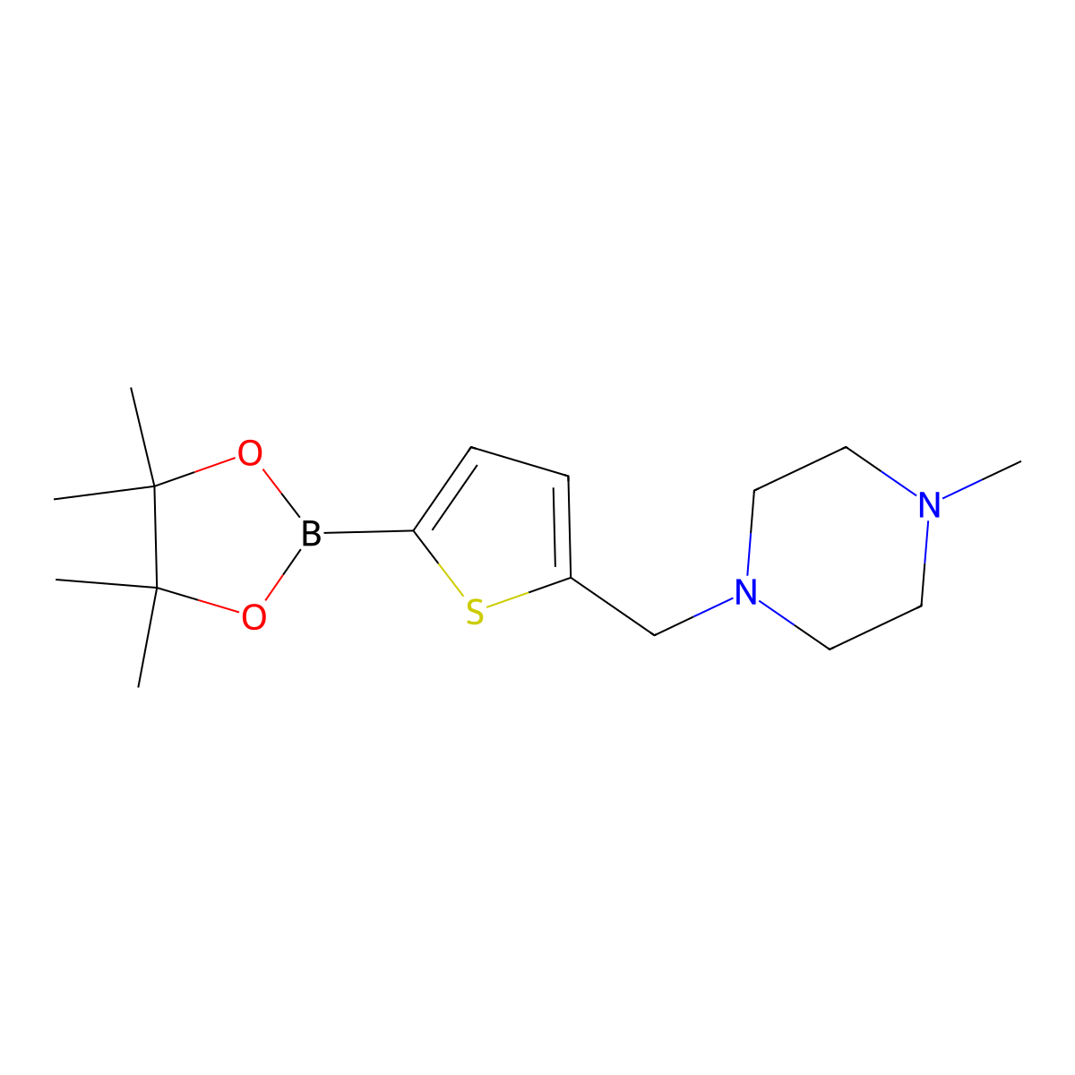 5-(4-Methylpiperazino)methylthiophene-2-boronic acid, pinacol ester molecular structure, CAS 2096336-20-6