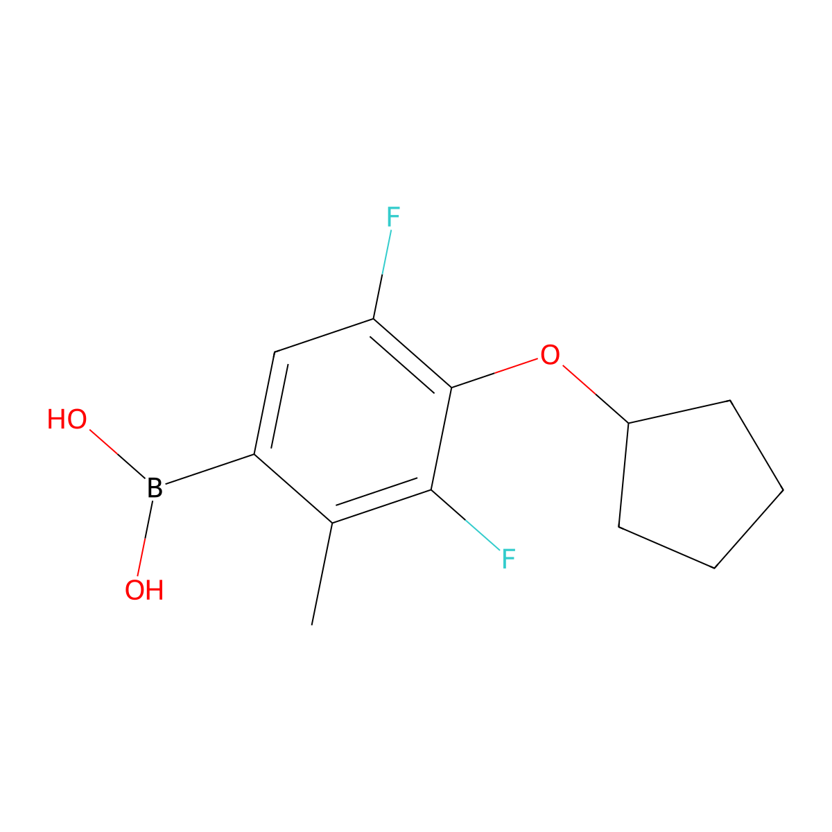 4-(Cyclopentyloxy)-3,5-difluoro-2-methylphenylboronic acid molecular structure, CAS 2096336-27-3