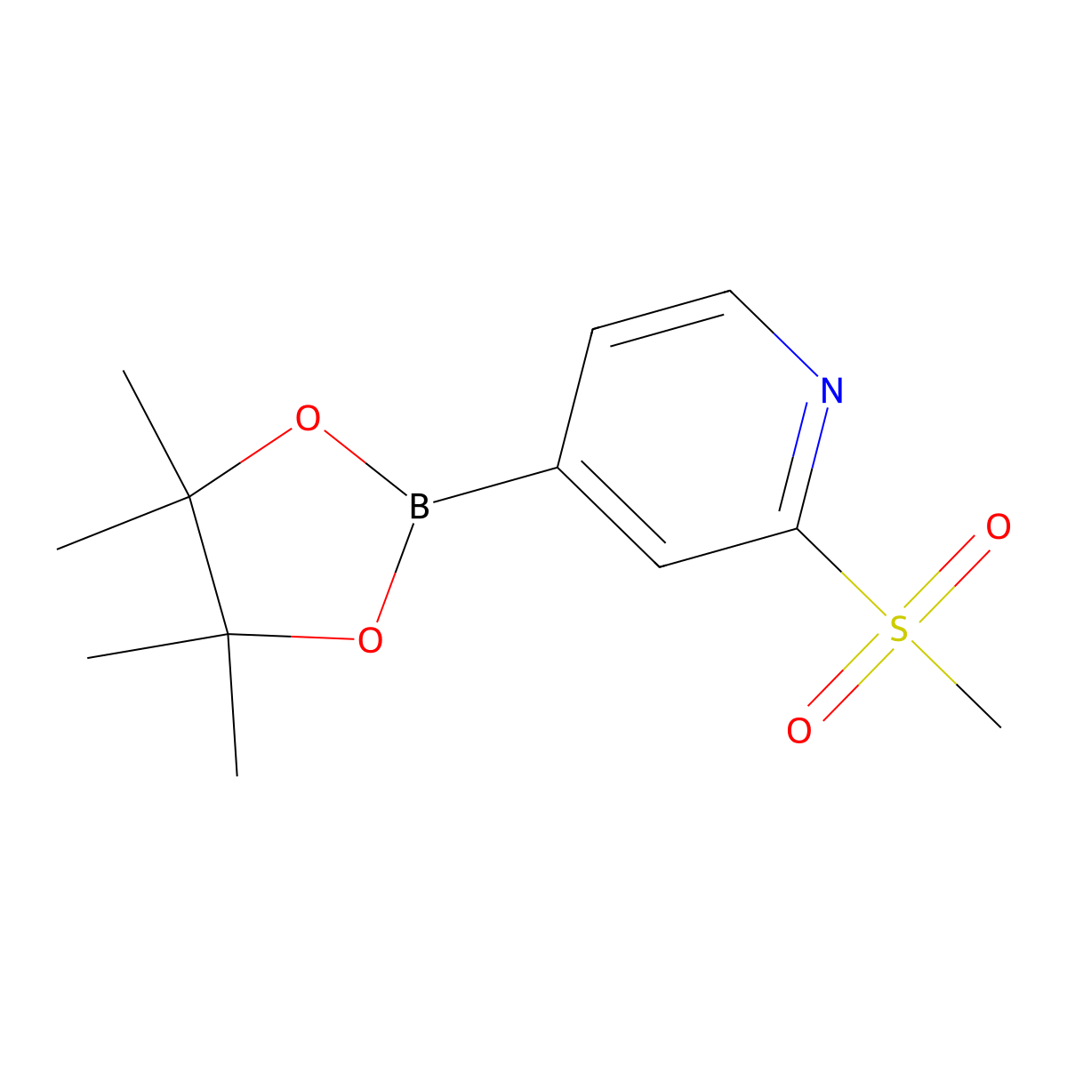 2-(Methylsulfonyl)-4-(4,4,5,5-tetramethyl-1,3,2-dioxaborolan-2-YL)pyridine molecular structure, CAS 2096336-28-4