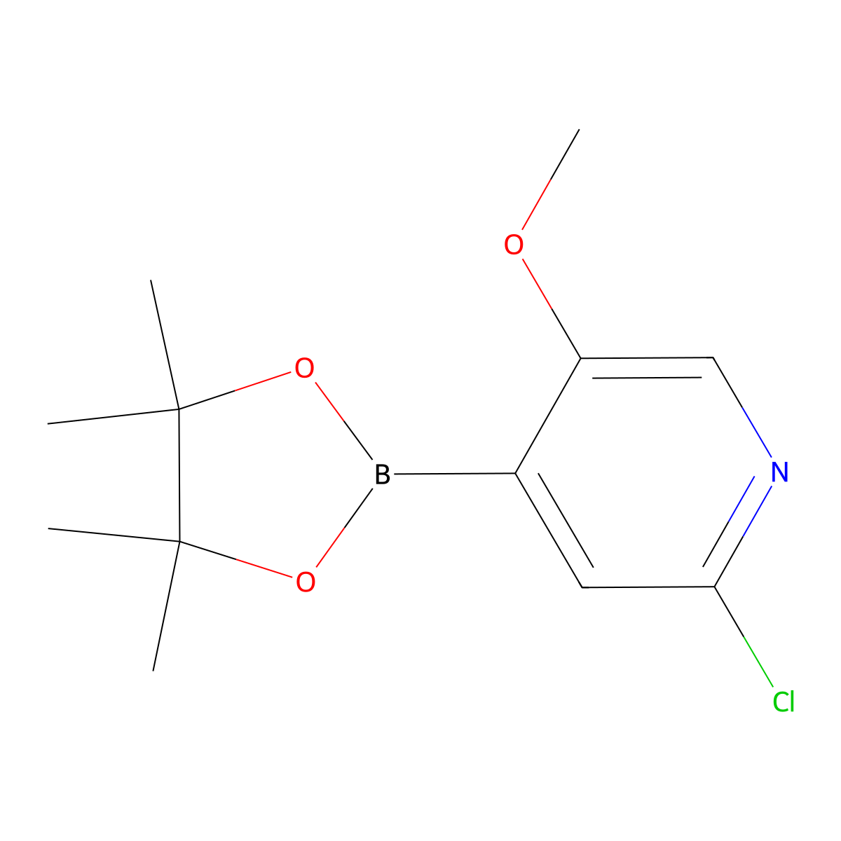 2-Chloro-5-methoxy-4-(4,4,5,5-tetramethyl-1,3,2-dioxaborolan-2-yl)pyridine molecular structure, CAS 2096336-34-2