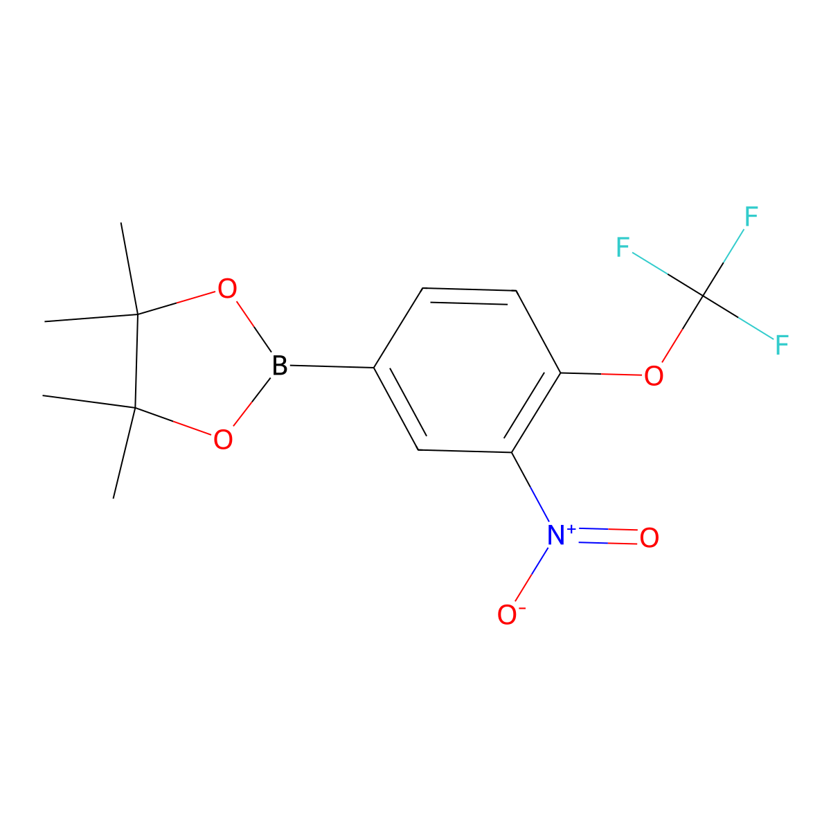 4,4,5,5-Tetramethyl-2-(3-nitro-4-(trifluoromethoxy)phenyl)-1,3,2-dioxaborolane molecular structure, CAS 2096336-45-5