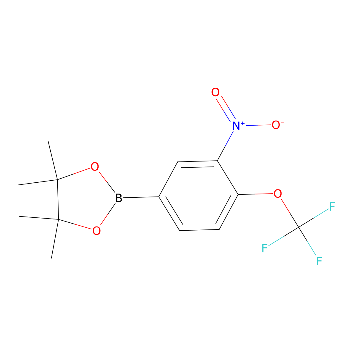 4,4,5,5-Tetramethyl-2-(3-nitro-4-(trifluoromethoxy)phenyl)-1,3,2-dioxaborolane molecular structure, CAS 2096336-45-5