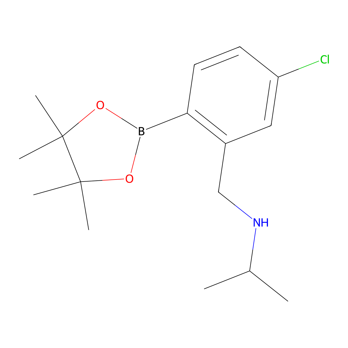 N-(5-Chloro-2-(4,4,5,5-tetramethyl-1,3,2-dioxaborolan-2-yl)benzyl)propan-2-amine molecular structure, CAS 2096336-54-6
