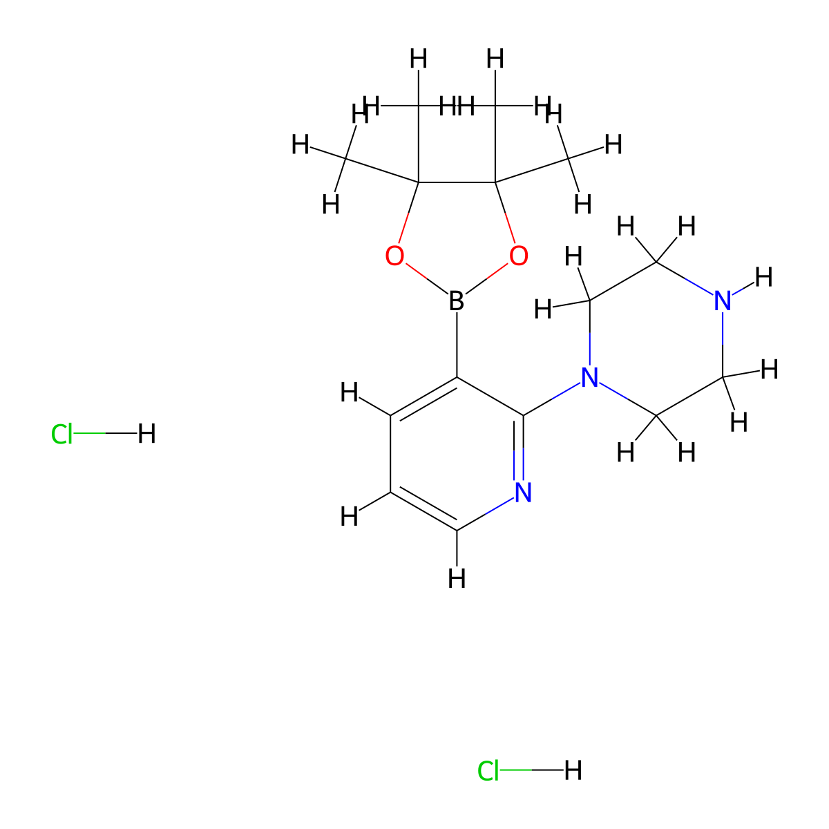 1-(3-(4,4,5,5-Tetramethyl-1,3,2-dioxaborolan-2-yl)pyridin-2-yl)piperazine dihydrochloride molecular structure, CAS 2096336-57-9