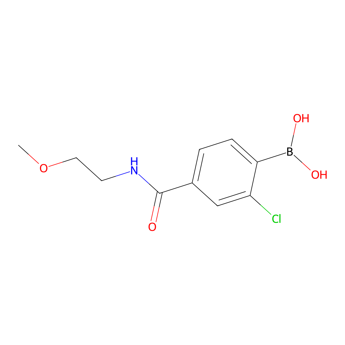 (2-Chloro-4-((2-methoxyethyl)carbamoyl)phenyl)boronic acid molecular structure, CAS 2096336-58-0