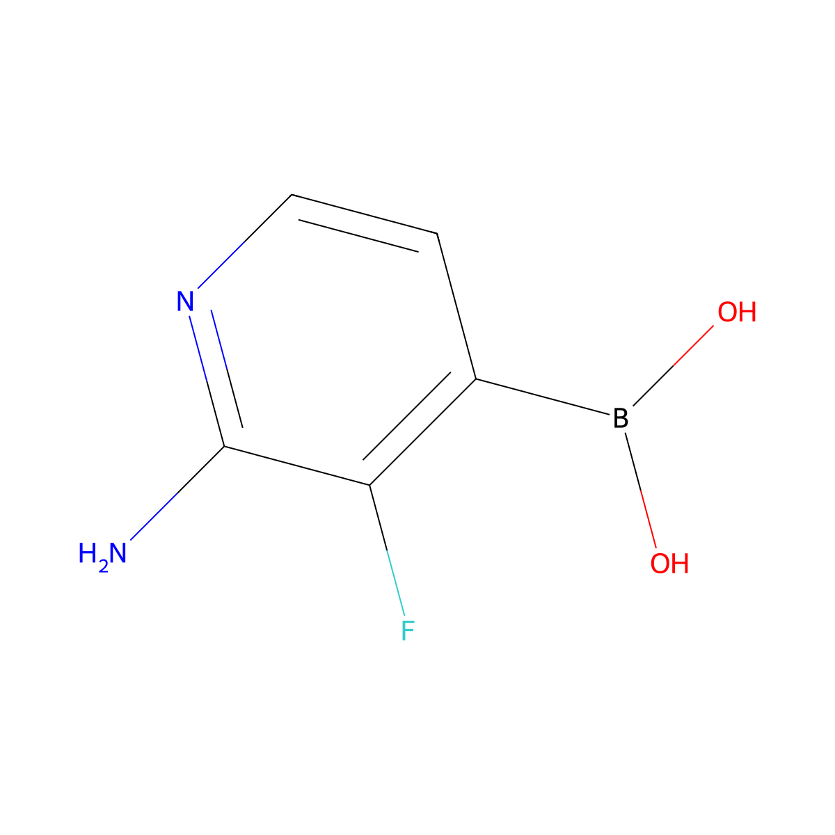 (2-Amino-3-fluoropyridin-4-YL)boronic acid molecular structure, CAS 2096336-62-6
