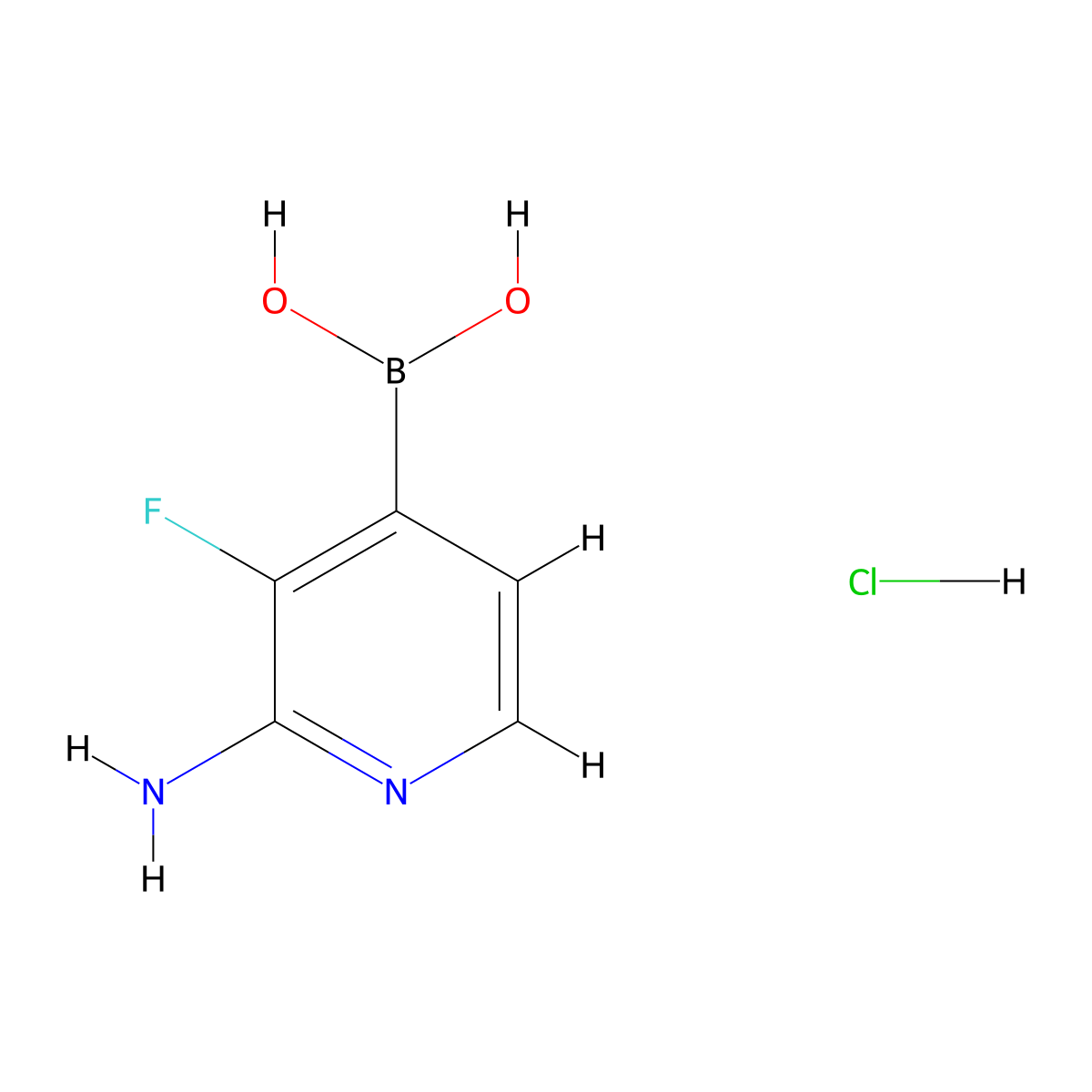 2-Amino-3-fluoropyridine-4-boronic acid hydrochloride molecular structure, CAS 2096336-63-7