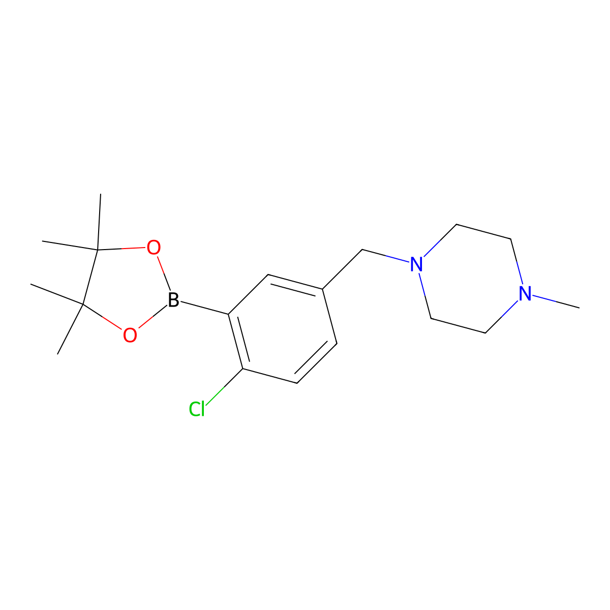 5-(4-Methylpiperazinomethyl)-2-chlorophenylboronic acid, pinacol ester molecular structure, CAS 2096336-69-3
