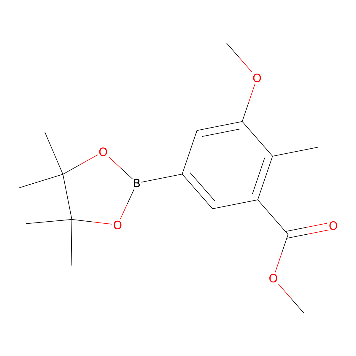 Methyl 3-methoxy-2-methyl-5-(4,4,5,5-tetramethyl-1,3,2-dioxaborolan-2-yl)benzoate molecular structure, CAS 2096336-72-8