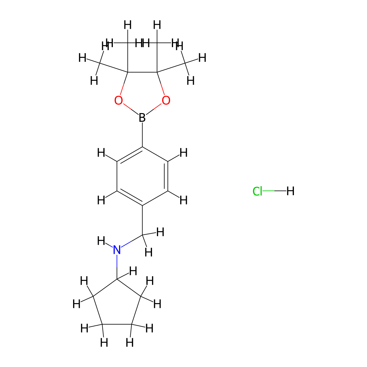 N-(4-(4,4,5,5-Tetramethyl-1,3,2-dioxaborolan-2-yl)benzyl)cyclopentanamine hydrochloride molecular structure, CAS 2096336-73-9
