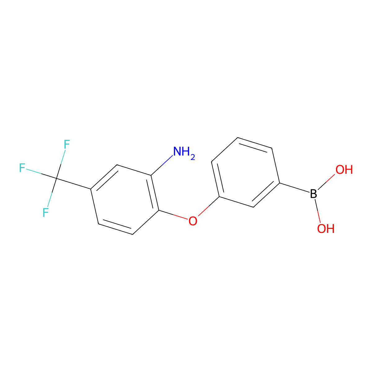 {3-[2-Amino-4-(trifluoromethyl)phenoxy]phenyl}boronic acid molecular structure, CAS 2096336-78-4