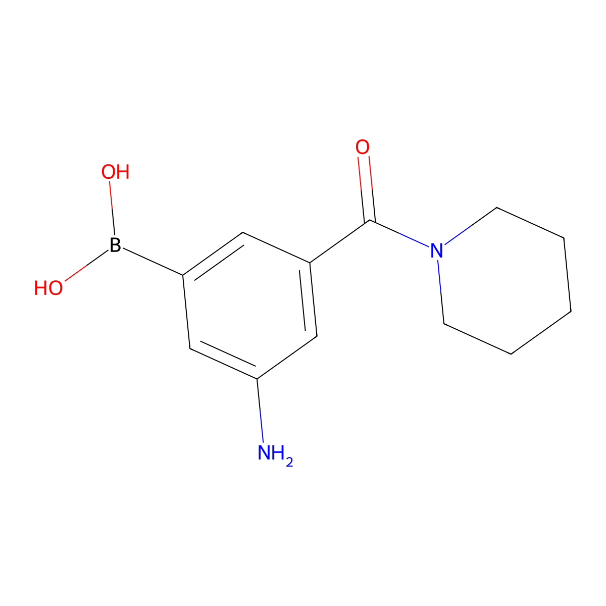 3-Amino-5-(piperidinocarbonyl)phenylboronic acid molecular structure, CAS 2096336-80-8