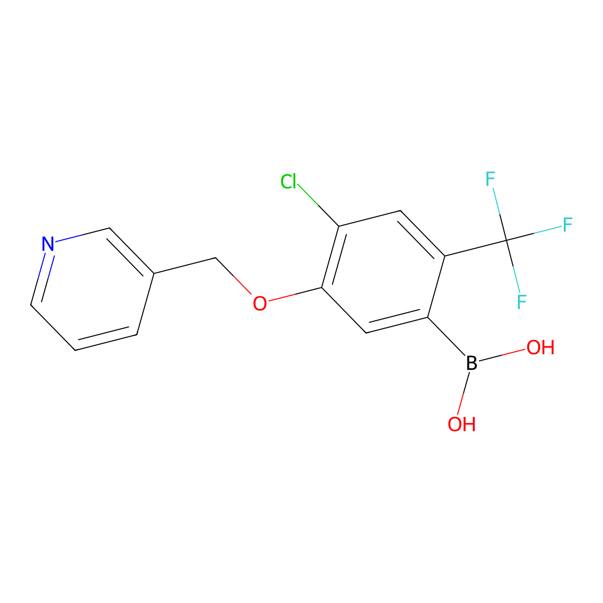 [4-Chloro-5-(pyridin-3-ylmethoxy)-2-(trifluoromethyl)phenyl]boronic acid molecular structure, CAS 2096336-88-6