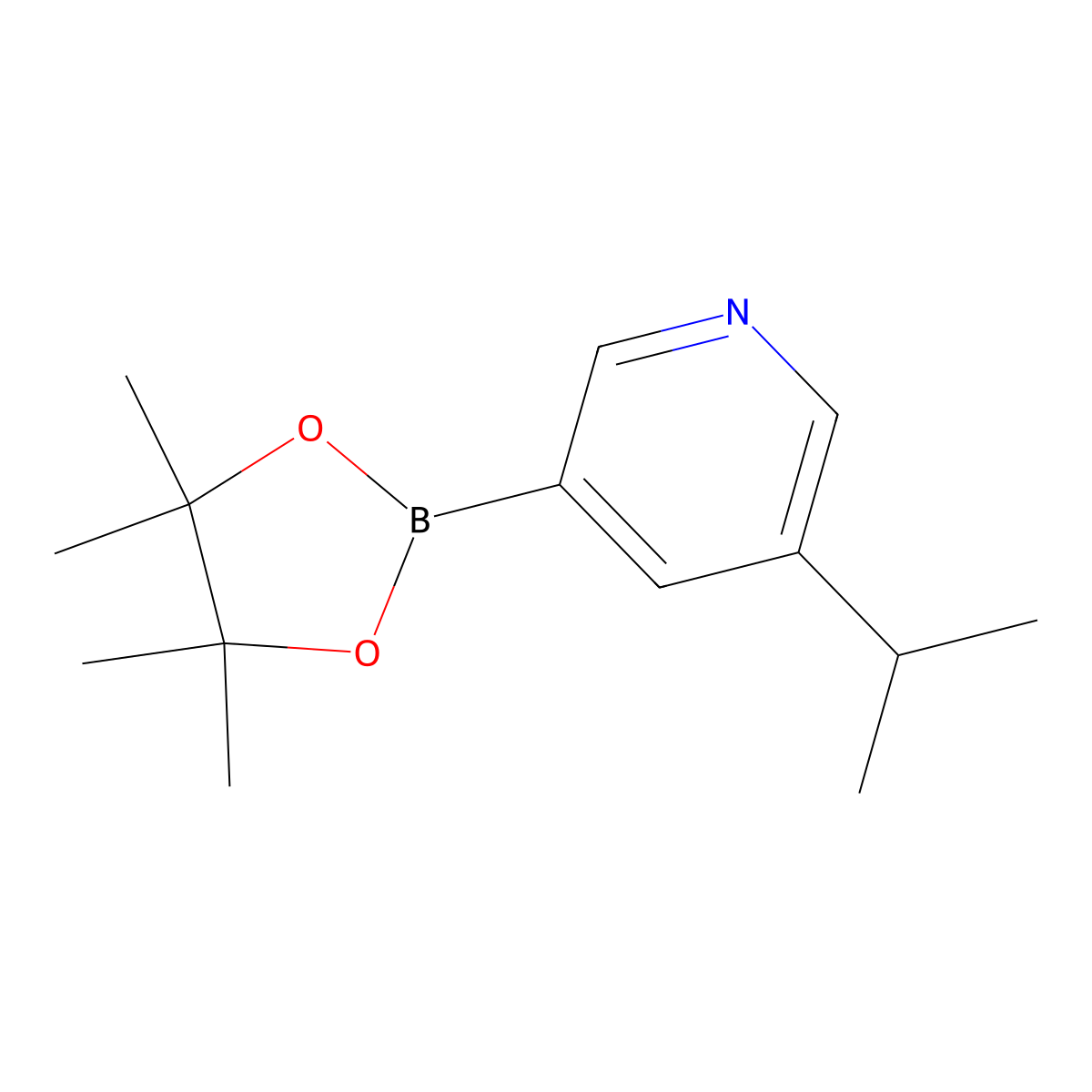 3-Isopropyl-5-(4,4,5,5-tetramethyl-1,3,2-dioxaborolan-2-yl)pyridine molecular structure, CAS 2096336-91-1