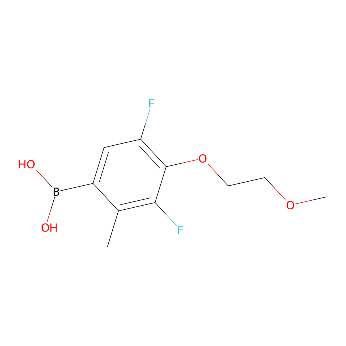 3,5-Difluoro-4-(2-methoxyethoxy)-2-methylphenylboronic acid molecular structure, CAS 2096336-94-4
