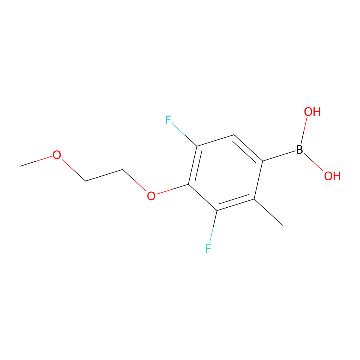 3,5-Difluoro-4-(2-methoxyethoxy)-2-methylphenylboronic acid molecular structure, CAS 2096336-94-4