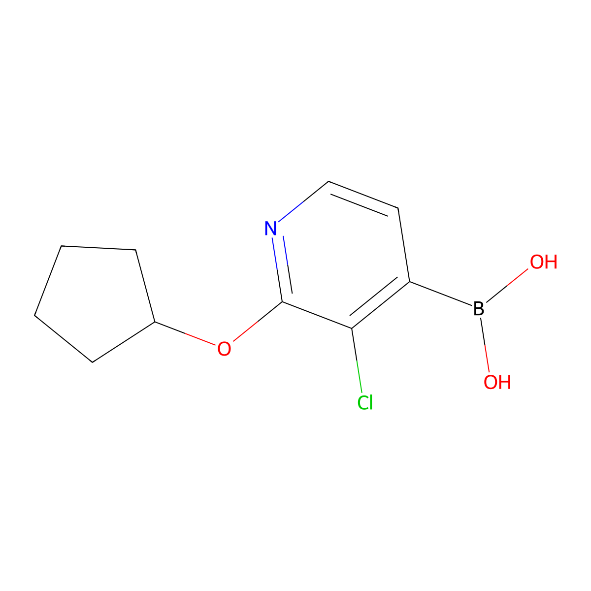3-Chloro-2-(cyclopentyloxy)pyridine-4-boronic acid molecular structure, CAS 2096337-04-9