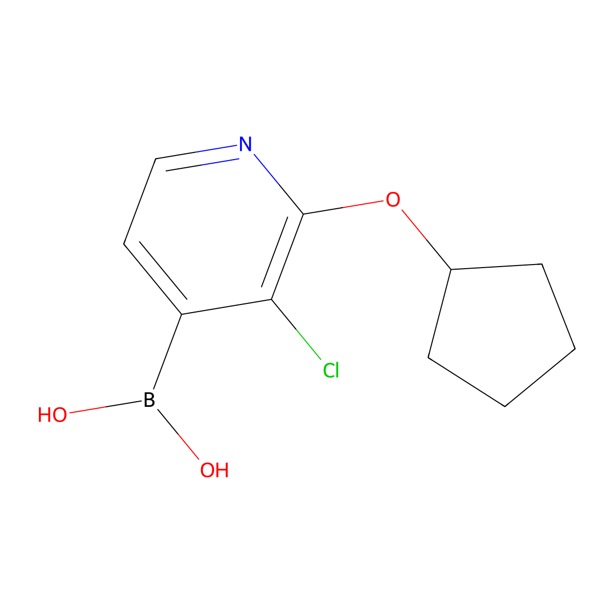 3-Chloro-2-(cyclopentyloxy)pyridine-4-boronic acid molecular structure, CAS 2096337-04-9