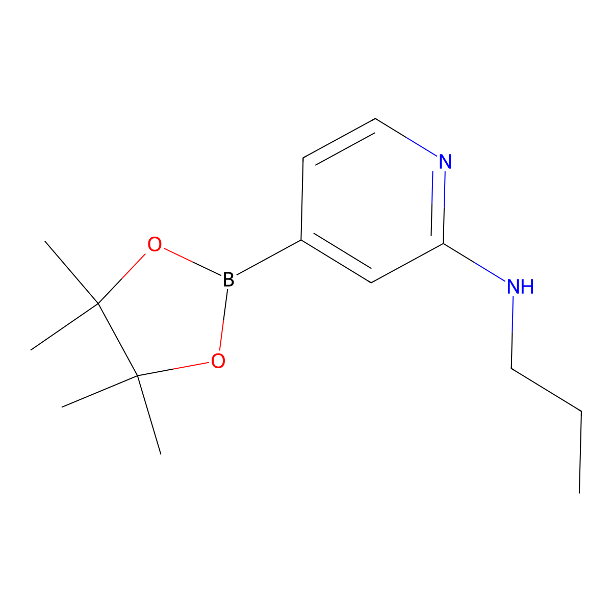 N-Propyl-4-(4,4,5,5-tetramethyl-1,3,2-dioxaborolan-2-YL)pyridin-2-amine molecular structure, CAS 2096337-05-0