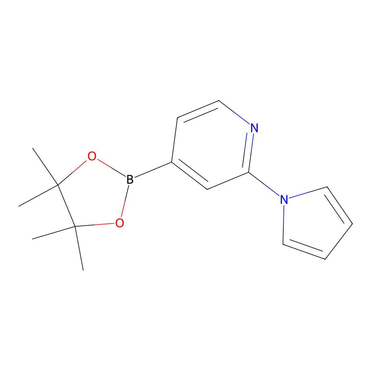 2-(1H-Pyrrol-1-YL)-4-(4,4,5,5-tetramethyl-1,3,2-dioxaborolan-2-YL)pyridine molecular structure, CAS 2096337-15-2