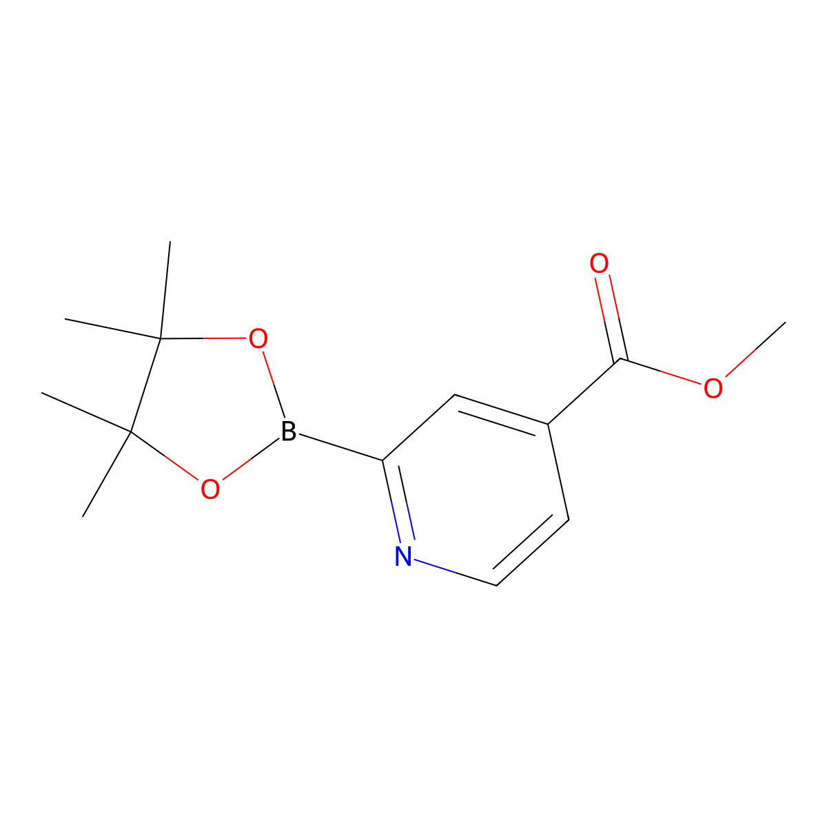 Methyl 2-(4,4,5,5-tetramethyl-1,3,2-dioxaborolan-2-YL)isonicotinate molecular structure, CAS 2096337-16-3