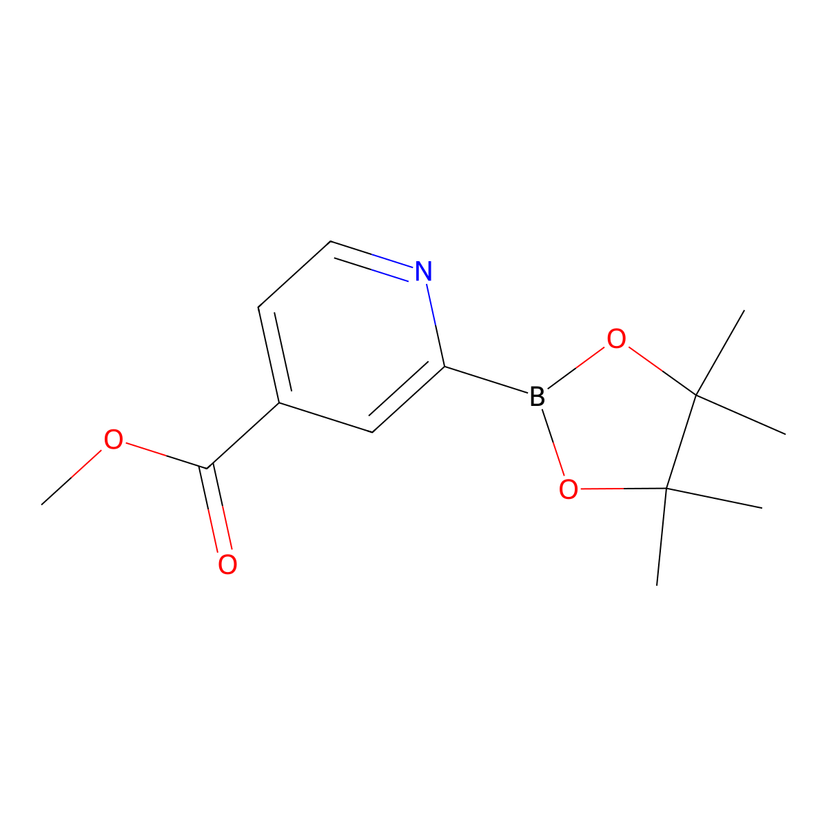 Methyl 2-(4,4,5,5-tetramethyl-1,3,2-dioxaborolan-2-YL)isonicotinate molecular structure, CAS 2096337-16-3