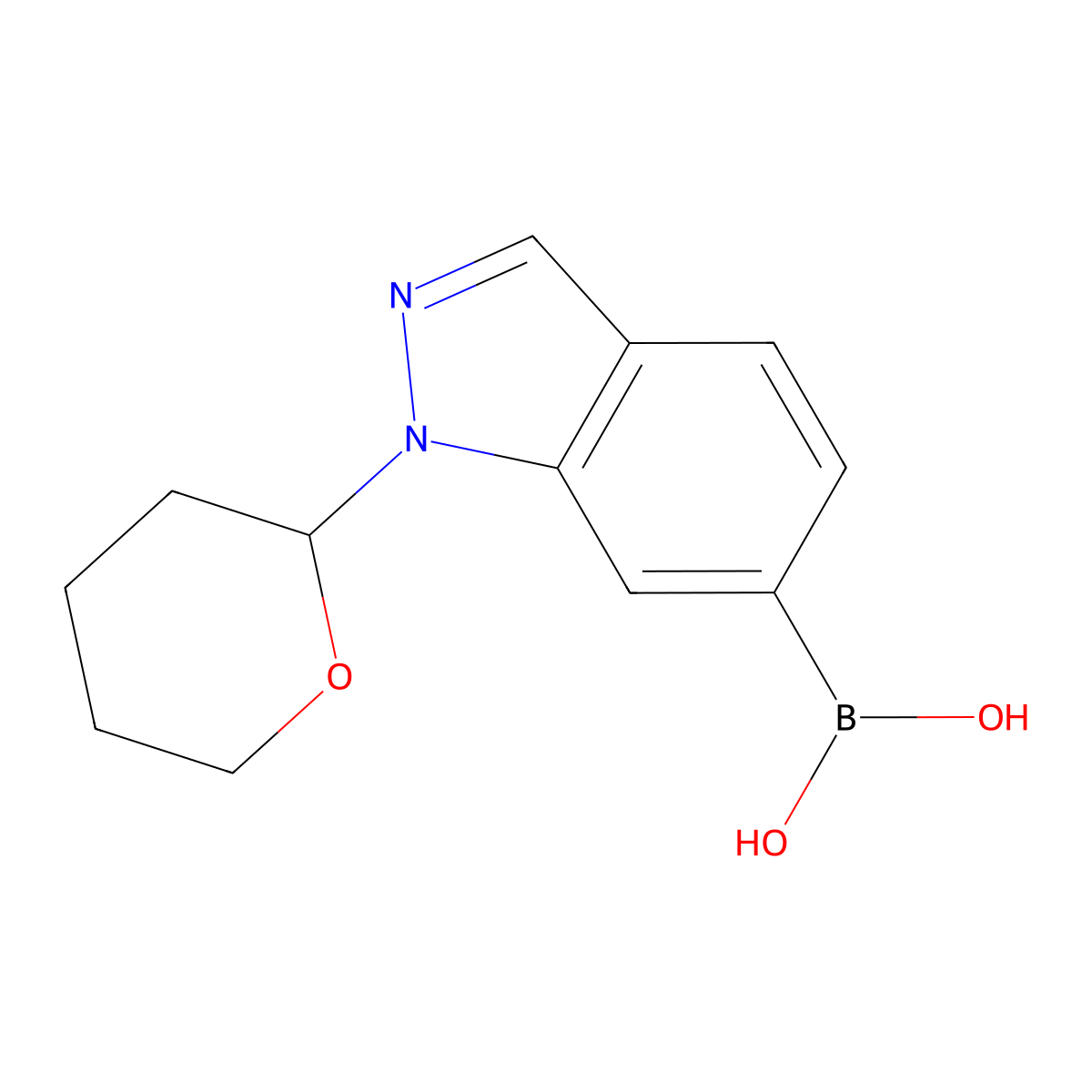 1-(Tetrahydro-2H-pyran-2-yl)-1H-indazol-6-yl-6-boronic acid molecular structure, CAS 2096337-20-9