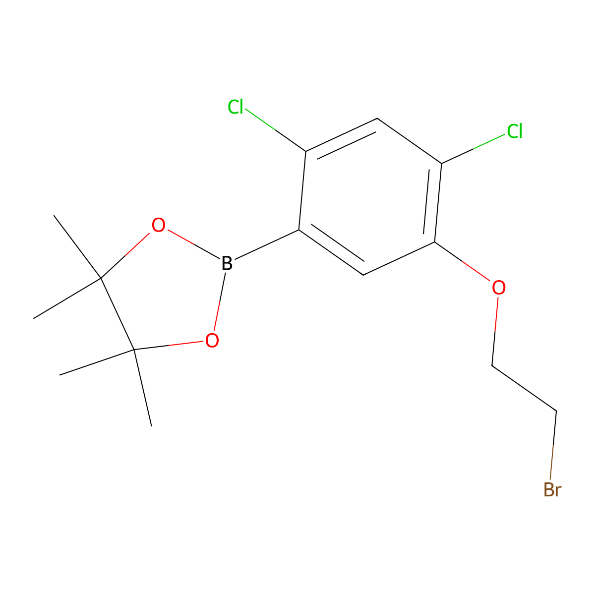 5-(2-Bromoethoxy)-2,4-dichlorophenylboronic acid, pinacol ester molecular structure, CAS 2096337-29-8