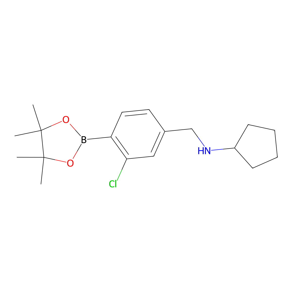N-(3-Chloro-4-(4,4,5,5-tetramethyl-1,3,2-dioxaborolan-2-yl)benzyl)cyclopentanamine molecular structure, CAS 2096337-34-5