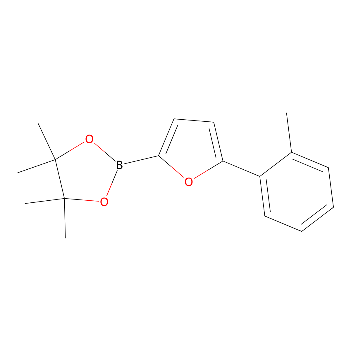5-(2-Tolyl)furan-2-boronic acid pinacol ester molecular structure, CAS 2096337-37-8