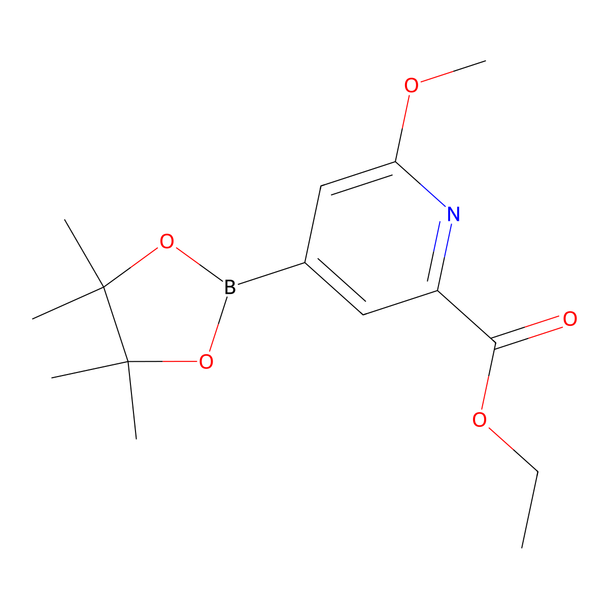 2-(Ethoxycarbonyl)-6-methoxypyridine-4-boronic acid pinacol ester molecular structure, CAS 2096337-57-2