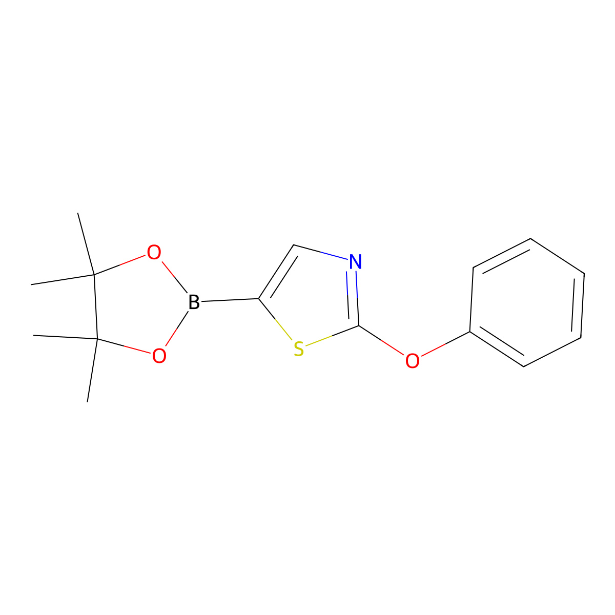 2-Phenoxy-5-(4,4,5,5-tetramethyl-1,3,2-dioxaborolan-2-yl)thiazole molecular structure, CAS 2096337-60-7