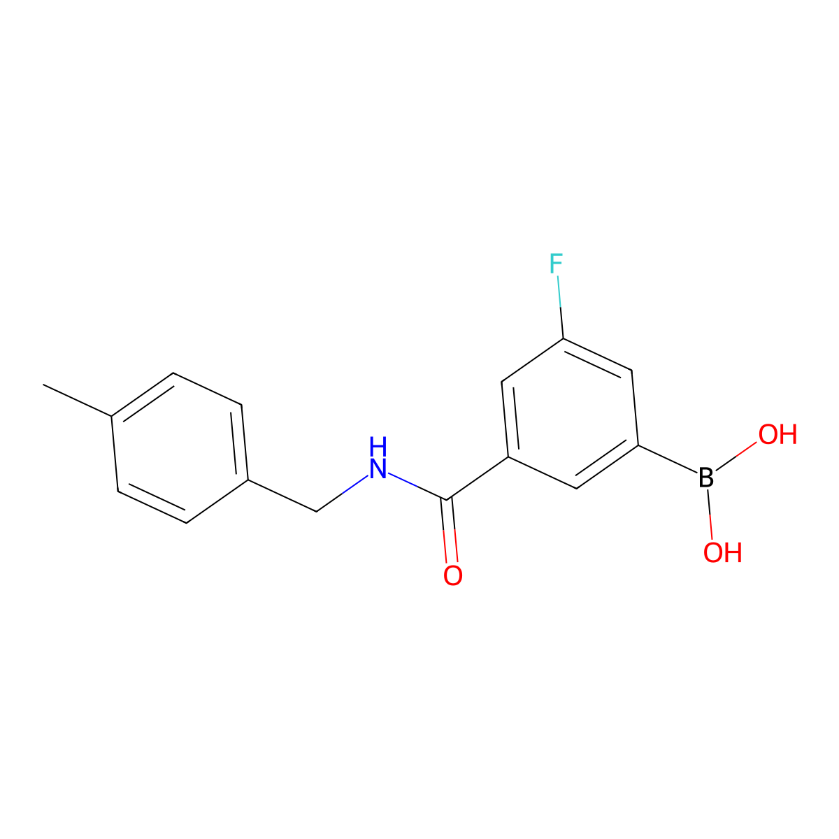 Boronic acid, B-[3-fluoro-5-[[[(4-methylphenyl)methyl]amino]carbonyl]phenyl]- molecular structure, CAS 2096337-76-5