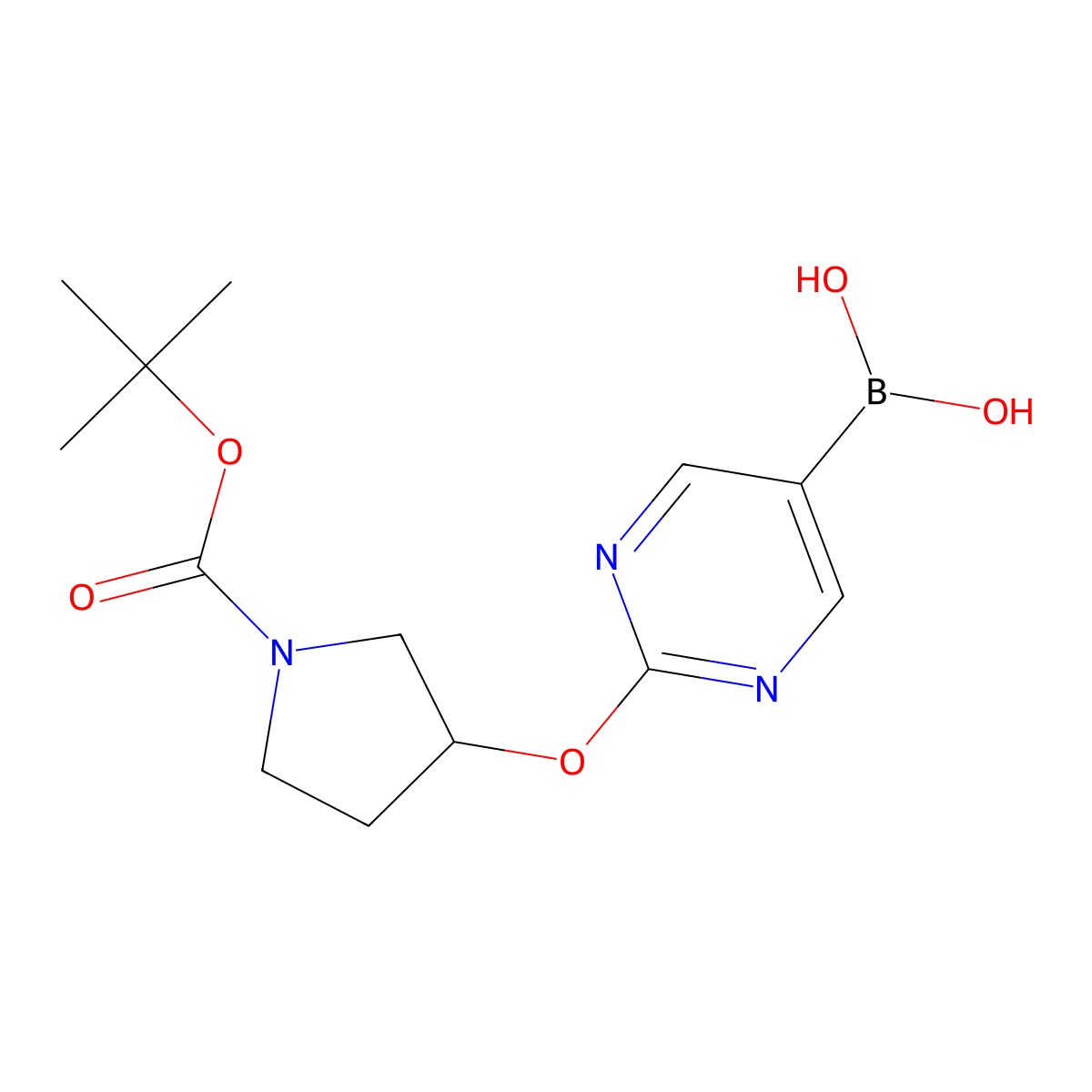 2-(1-BOC-Pyrrolidin-3-yloxy)pyrimidine-5-boronic acid molecular structure, CAS 2096337-78-7